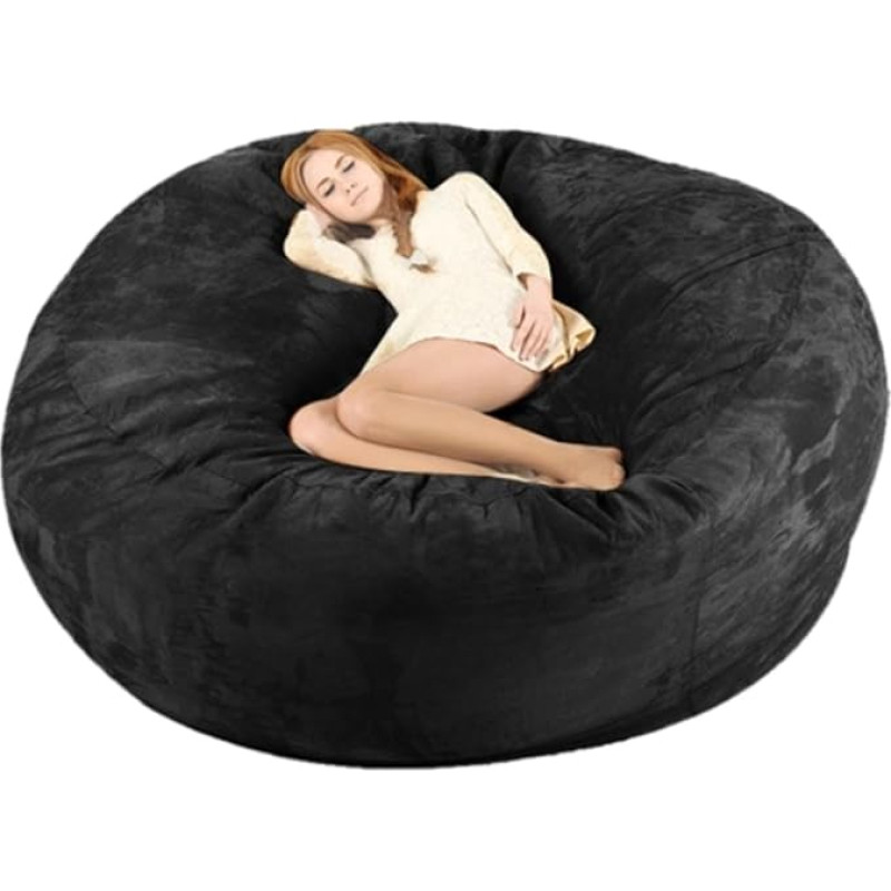 Bean Bag Chair: Giant 7ft Memory Foam Furniture Bean Bag - Large Sofa with Soft Microfibre Cover (Filling Not Included), Black-180 x 80 cm