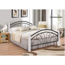 7 Star Ps102 Bed Frame with Metal Frame and Solid Wooden Legs Oak and White (White Black, Single (90cm)
