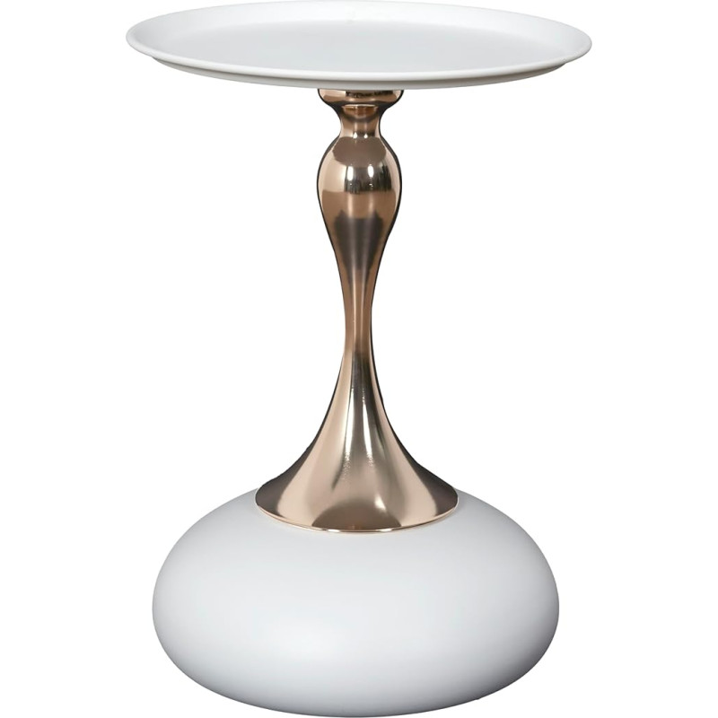 HOME DECO FACTORY, HD0387 Portobello White Side Table, Mirage Collection, Furniture, Table and Desk, Side Table - Nesting, 38 x 54 x 38 cm, Gold White
