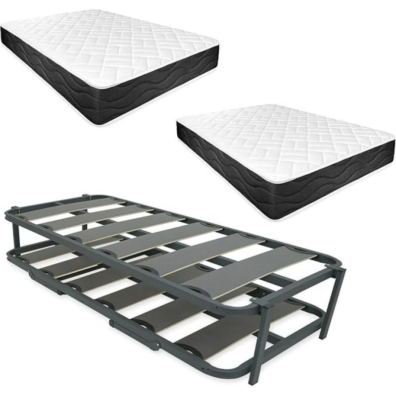 Somnia Descanso Complete with 2 Bombay Mattresses (Winter/Summer Side) + Reinforced Nest Bed 90 x 190 cm Alloy Steel 90 x 190 cm