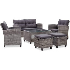 Camerina 6-Piece Garden Sofa Set with Cushions Garden Sofas Patio Furniture Lounge Garden Furniture Set Lounge Set Sofa Balcony Poly Rattan Dark Grey