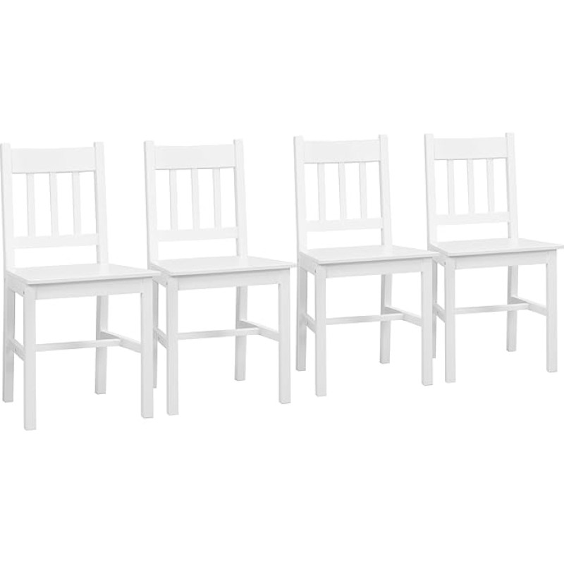 HOMCOM Dining Room Chairs, Set of 4 Kitchen Chairs with Backrest, Living Room Chairs, Modern Style, Pine Dining Chairs for Dining Table, White