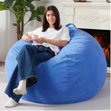 Homguava Bean Bag: Teardrop Shaped Bean Bag Filled with Memory Foam, Compact Soft Bean Bag with Corduroy Cover (Blue)
