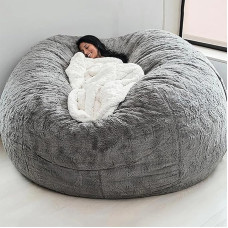 LHNT 5/6/7ft Super Giant Fluffy Plush Bean Bag, Bean Bag Chair Cover, Lazy Sofa Bed Cover for Living Room Furnishings