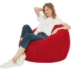 Corduroy Bean Bag Cover Washable Soft Bean Bag Cover (without filler) for Kids Teenagers Boys Girls (XXL, 120 x 120 cm, Red)