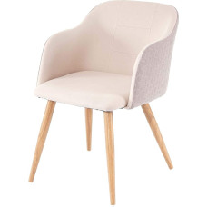 Mendler HWC-D71 Dining Room Chair Kitchen Chair Retro Design Fabric / Textile Armrests Cream Beige