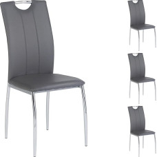 Apollo Dining Room Chairs Set of 4 Chrome Imitation Leather Grey