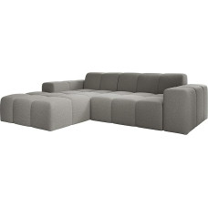 Juskys Merano Left Corner Sofa 3-Seater Living Room Couch in L Shape Small Corner Couch with Ottoman 245 cm Wide Boucle Fabric Grey