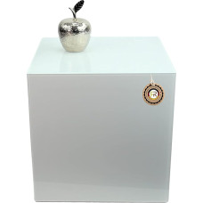 Emilia Side Table, Coffee Table, Rolling Table, Glass White or Black, Various Sizes (White RAL9003, 400 x 400 x Height 430 mm)