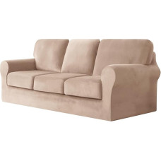 CPCPC Sofa Cover, Stretch Velvet Sofa Cover with Separate Seat Cushions and Backrests, Couch Covers, Furniture Protector for Large Blue Sofa (3 Piece Set)