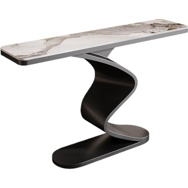 Vickyliou Entrance Table， Moderner Konsolentisch aus Kunstmarmor, Eingangsbereich, Sofatisch for Wohnzimmer,Console Table with Storage(Black,M)