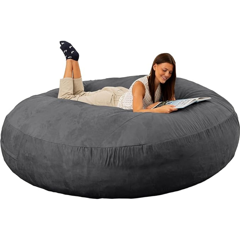 Jaxx 6 Foot Cocoon - 2-in-1 Convertible Bean Bag Bed & Large Bean Bag for Adults, Black