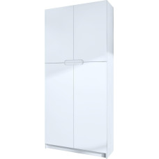 Vladon Logan V1 Office Cabinet, Made in Germany, Filing Cabinet with 5 Compartments and 4 Doors, Matte White / Matte White (82 x 185 x 37 cm)