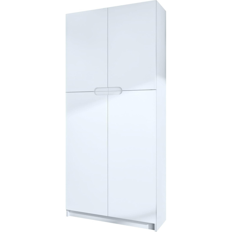 Vladon Logan V1 Office Cabinet, Made in Germany, Filing Cabinet with 5 Compartments and 4 Doors, Matte White / Matte White (82 x 185 x 37 cm)