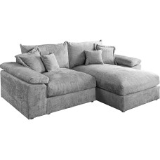 Riess Ambiente Design Corner Sofa Atmosphere XL - 245 cm - Grey - Chenille Spring Core 3-Seater Including Cushion Corner Sofa Flexible Ottoman
