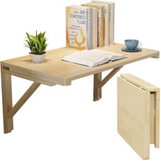Wandmontierter Klapptisch für Arbeitszimmer und Küche - Schwebender Esstisch und Laptop-Schreibtisch aus Holz (50 x 70 cm)