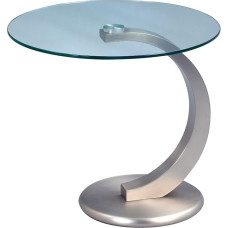 HomeTrends4You Cupido 530488 Side Table, Metal Stainless Steel Look with Clear Safety Glass, Cover Diameter 50 cm, Height 46 cm