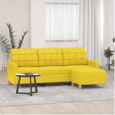 ZEYUAN 3201006 3-Seater Sofa with Stool, Light Yellow, 180 cm Fabric, Sofas & Couches, Sofa Living Room, Sofa for Teenager's Room, Relaxing Sofa, Sofa for Bedroom, Upholstered Sofa