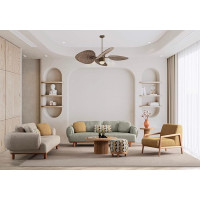 Generisch Arborella 3+3+1 Living Room Set Mint Green / Beige / Yellow