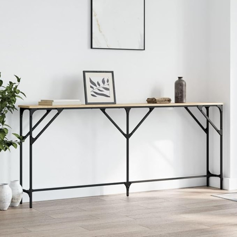 ZEYUAN Sonoma Oak Console Table, 180 x 23 x 75 cm, Wood Composite, Console Table, Chest of Drawers, Side Table, Living Room Table, Side Shelf, Media Console, Side Table - 837768