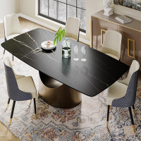 8 Square Black Sintered Stone Top Dining Table with Carbon Steel Legs Modern Dining Furniture 200cm DT-009HYX20 No Chairs Included