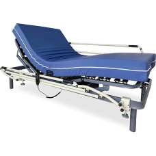 DUÉRMETE ONLINE Ergomedic Pro Electric Bed with Joint Reinforced + Sanitary Mattress Sanipur + Stainless Steel Railing, Wood Alloy Steel, Grey, 105 x 190 Con Barandillas INOX