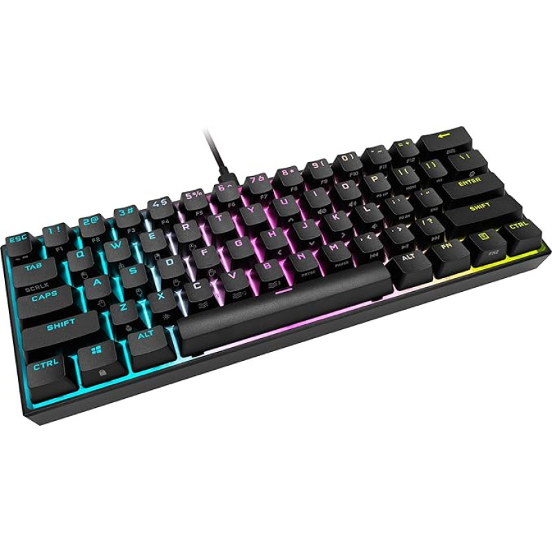 Corsair K65 RGB MINI 60% Mechanical Gaming Keyboard (Adjustable RGB Lighting Single Keys, Mechanical Cherry MX Speed Keys, Axon Hyper-Processing Technology, Qwertz) Black