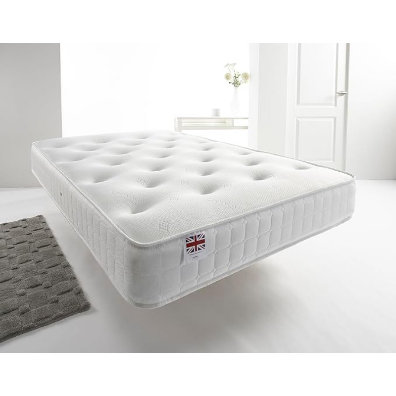 Aspire Beds Natural Quad Comfort Breathable Aspire-Cool Touch Luxury Tufted Sleep Surface Bonnell Spring Mattress, 3ft Single