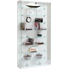 VCM Relas L Hanging Glass Display Cabinet with Tempered Safety Glass Dimensions Approx. H 114 x W 59 x D 17 cm Modern and Space-Saving Glass Display Cabinet White