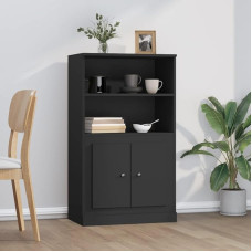Homvdxl Narrow and Tall Sideboard Buffet Table Cabinet Cabinet with 2 Doors and Open Shelves Small Storage Unit for Living Room Black 60cm Wide
