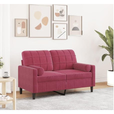 Xichuzi 3278213 2-Seater Sofa with Decorative Cushions Wine Red 120 cm Velvet, Lounge Sofa, Sofas & Couches, Relaxing Sofa, Couch for Living Room