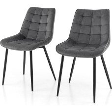 RELAX4LIFE Dining Room Chairs, Set of 2, Kitchen Chairs, Upholstered, Living Room Chairs with Metal Frame and Velvet Seat, Maximum Load 150 kg, Upholstered Chair for Living Room, Dining Room, Grey