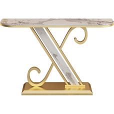 Moderner Flurtisch in Gold mit Stauraum – 150 cm großer Konsolentisch für Eingangsbereich und Foyer – Eleganter Akzenttisch für Wohnzimmer, Flur, Foyer-Dekor
