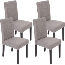 Mendler Littau-AM Set of 4 Dining Room Chairs / Kitchen Chairs / Textile / Grey / Dark Legs