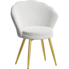 Chleby Dining Room Chairs, Kitchen Chair, Upholstered Chair, Flower-Shaped Chair with Metal Legs, Velvet Dining Room Chair, Living Room Chair, Armchair with Armrests, White