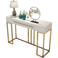 Marmor-Konsolentische für Eingangsbereich, Metall-Konsolentisch mit 2 Schubladen, hoher, breiter Flur-Beistelltisch, Verwendung als Türtisch