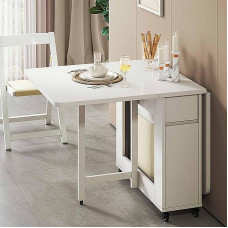 YCNLYSSR Klappbarer Küchen-Esstisch aus Holz mit Rädern – kompakter, rechteckiger, platzsparender Klapptisch für kleine Räume, vielseitiger Ausziehtisch für Wohnzimmer und Esszimmer, 130 cm