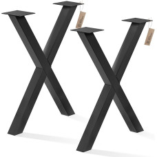 LAMO Manufaktur LTS-03-J-EE-9005 Table Legs for Dining Table, Desk, Mark Solid, Square Profile 80 x 80 mm, Table Frame 70 x 72 cm (W x H), Black, Pack of 2