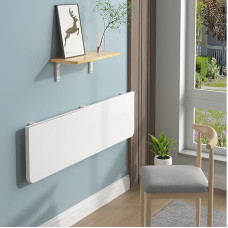 Wall Mounted Folding Desk Workbench Drop Leaf Floating Table for Laundry Room Office Kitchen Bedroom & Dining Solid Wood Space-Saving Design (120 cm)