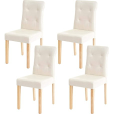 HWC-E58 Dining Room Chairs, MVG Certified, Faux Leather, Cream, Light Legs, Set of 4