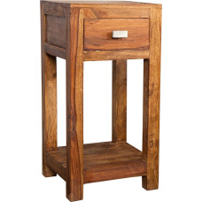 invicta INTERIOR Massar Sheesham Side Table 70 cm Stone Finish Solid Design Bedside Table Telephone Table