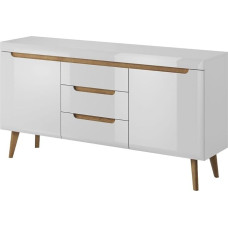 Furniture24 Nordi Chest of Drawers Sideboard in Scandinavian Style (White/White High Gloss)