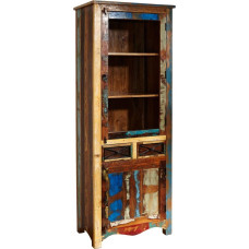 MASSIVMOEBEL24.DE Nature of Spirit #115 Display Cabinet Reclaimed Wood 73 x 45 x 200 cm Multi-Coloured Varnished