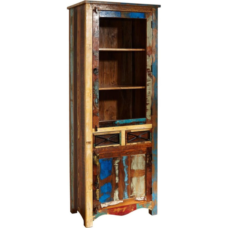 MASSIVMOEBEL24.DE Nature of Spirit #115 Display Cabinet Reclaimed Wood 73 x 45 x 200 cm Multi-Coloured Varnished