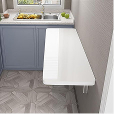 Heavy Duty Wall-Mounted Folding Drop-Leaf Table for Home Office & Kitchen - Space-Saving Floating Desk with 70kg Load Capacity - Ideal for Dining & Laundry Rooms