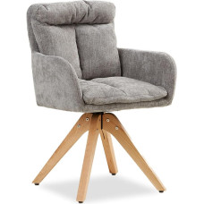 Homestyle4u 2709 Armrest Chair Dining Room Swivel Upholstered Chair with Armrests Grey Dining Room Chair Wood Kitchen Chair Comfortable