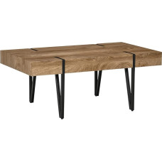 HOMCOM Coffee Table Side Table Coffee Table Sofa Table with Adjustable Footrests Living Room Table Industrial Design MDF Metal Natural Wood 105 x 60 x 42 cm
