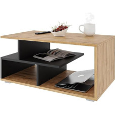 Meble Pitus Wooden Coffee Table - Modern Living Room Table with Storage Space 90 x 50 x 49 cm - Oak Look Coffee Table with Additional Storage Compartment - Sturdy Side Table for Living Room