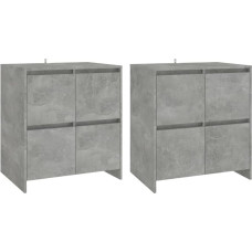 vidaXL 2 x Sideboard Chest of Drawers Side Cabinet Multi-Purpose Cabinet Standing Cabinet Concrete Grey 70 x 41 x 75 cm Wood Material
