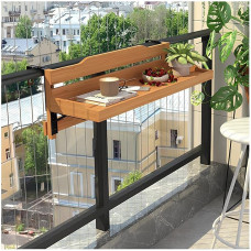 Balkontisch, verstellbar, klappbar, platzsparend, für Geländer, ideal für Essen im Freien & Entspannen